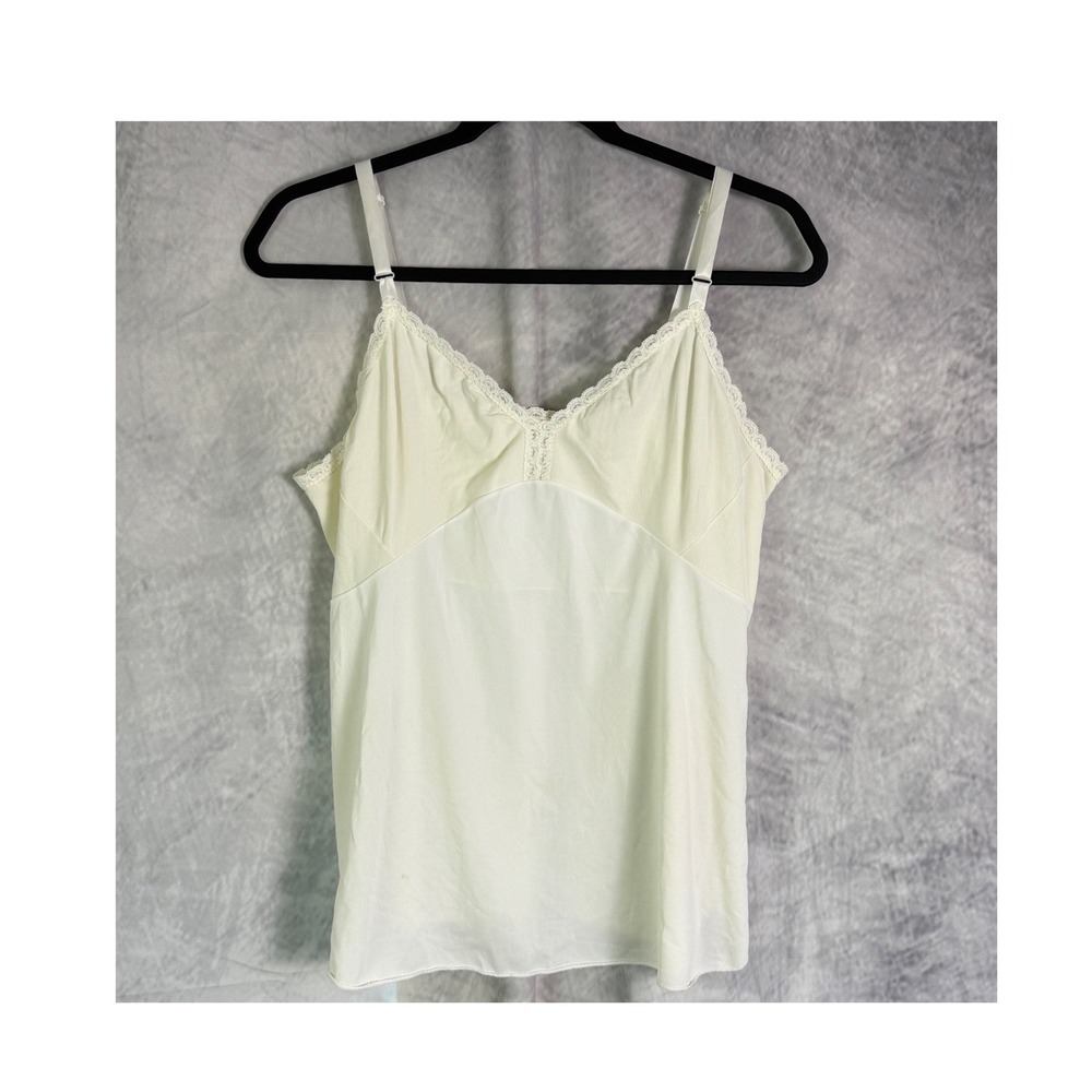 Vtg Shadowline Ivory White Cami Top Lace  Sz 40 modern L fairy feminine romantic